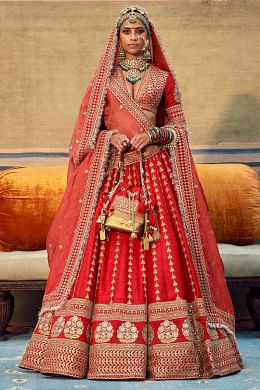 Sabyasachi red and white lehenga cheap