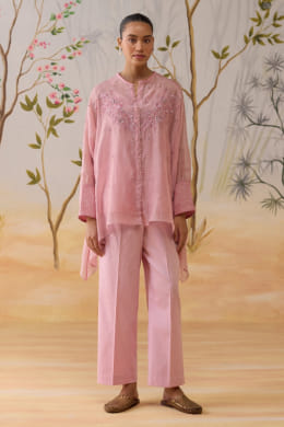 Lilac Floral embroidered Check Co-ord Set main image 1