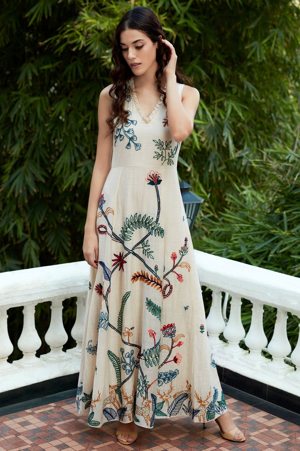 Buy Ivory embroidered maxi by Anita Dongre Grassroot at Aashni and Co