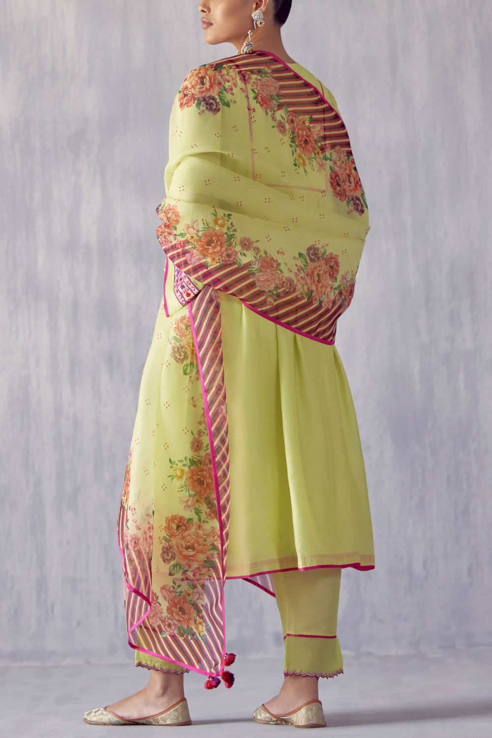 Buy Mirror Work Pista Green Cotton Silk Kurta Set by Amisha Kothari at