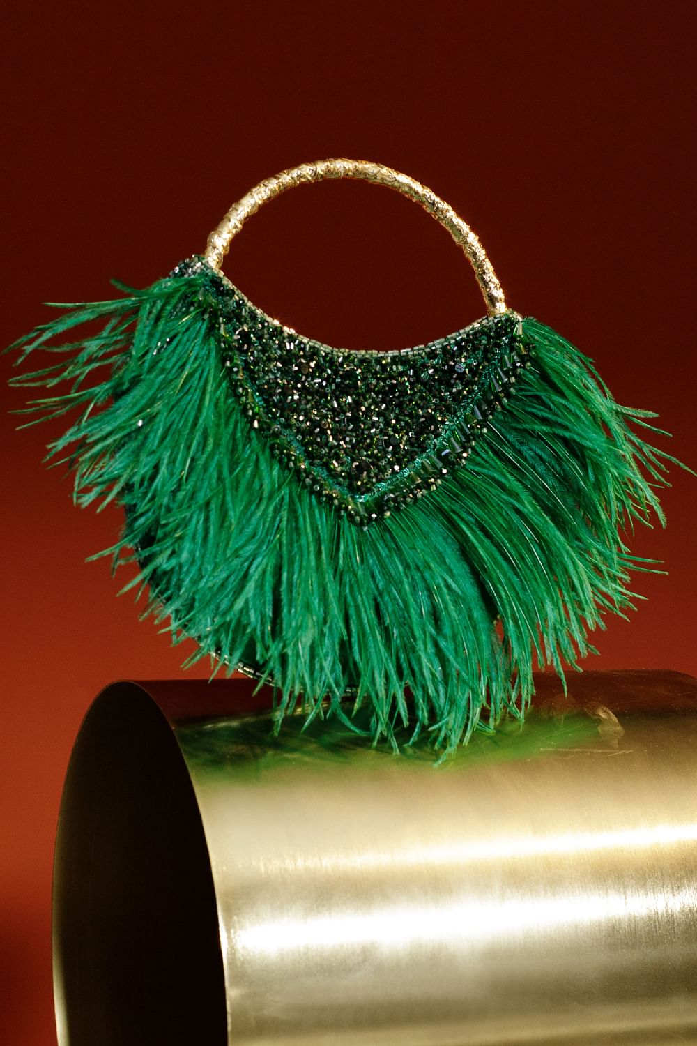 Buy Green embellished clutch by Be Chic at Aashni and Co
