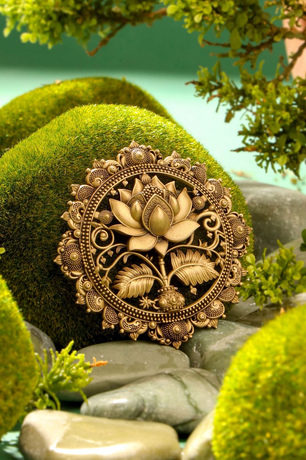 Buy Antique gold brass lotus brooch by Cosa Nostraa at Aashni and Co