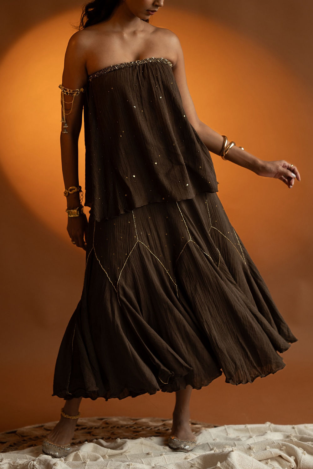 Embroidered godet skirt outlet