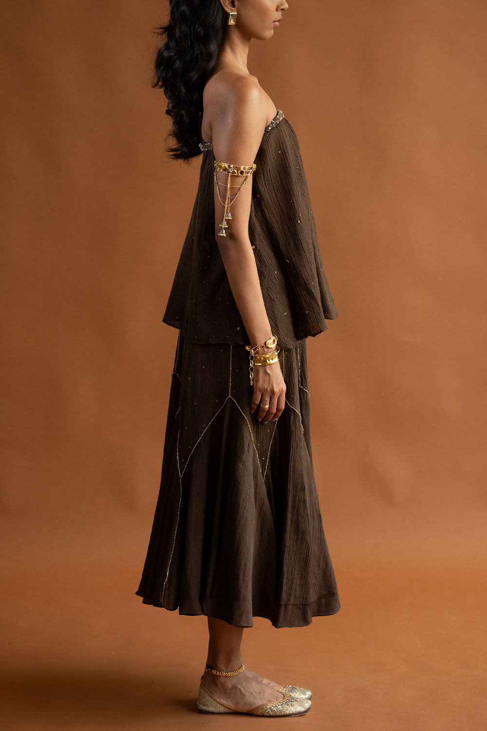 Embroidered godet skirt cheap