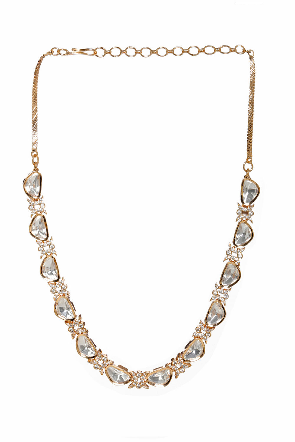 Buy Gold American diamond and kundan necklace by Ruby Raang at Aashni ...