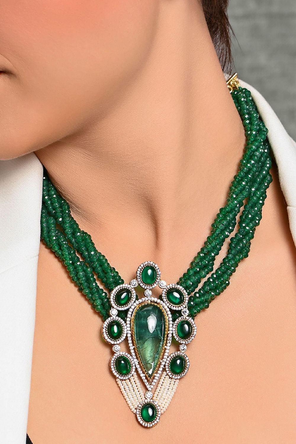 Stone layered necklace discount