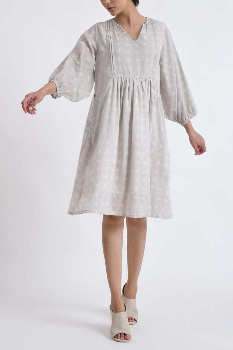 Blue & White Geometric Block Print Tyre Dress main image 0