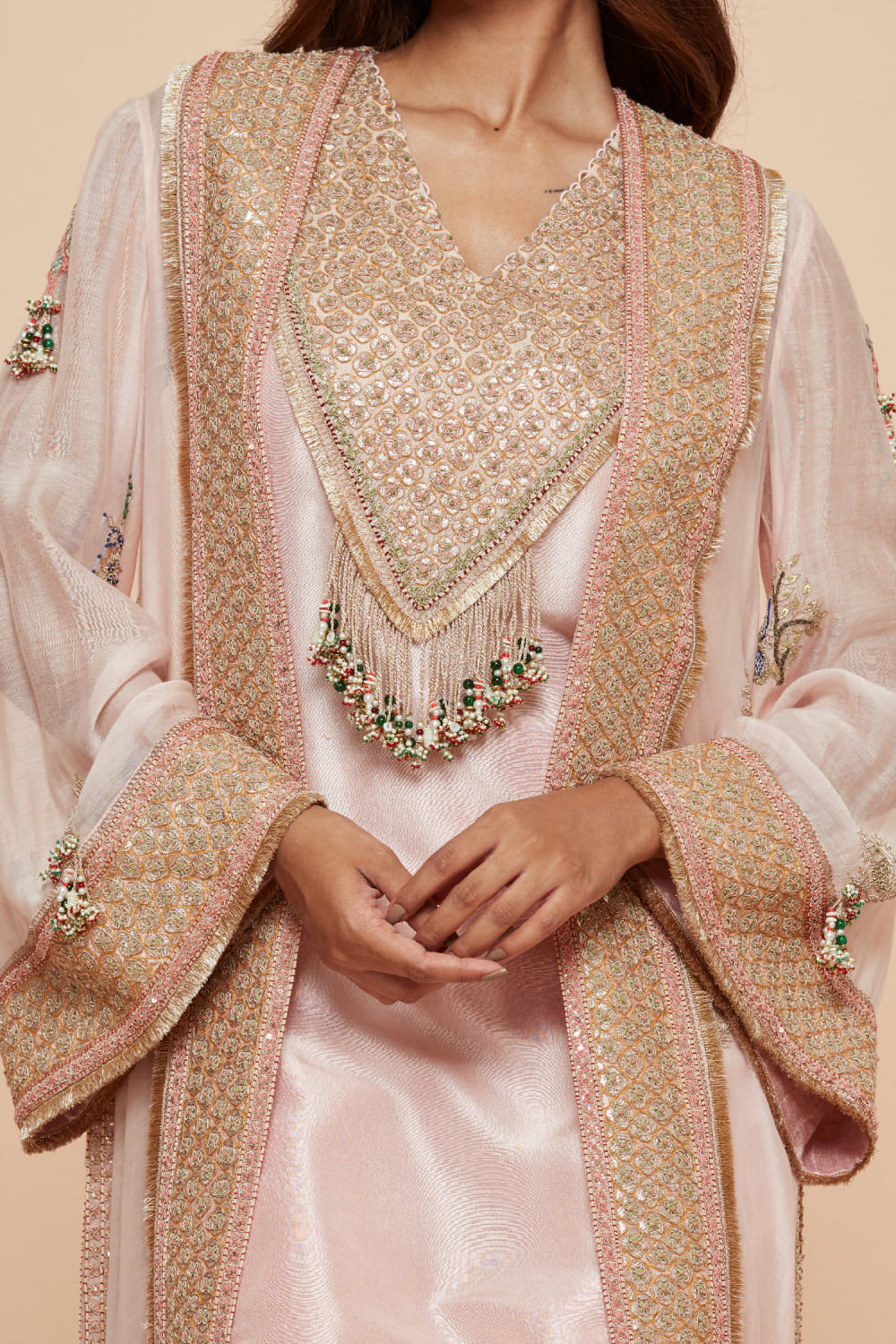 Pink Kurta Jacket Set