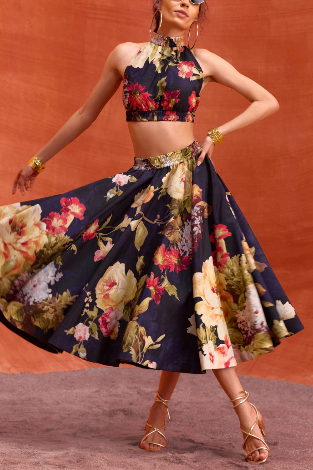 Blue Floral Skirt Set main image 0