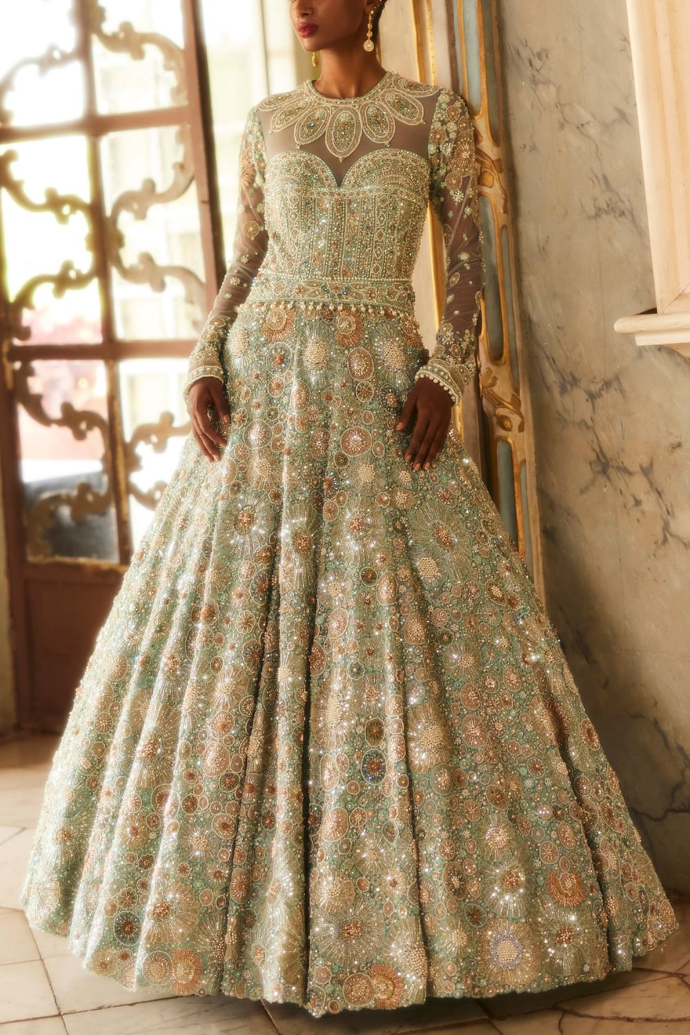 Floral embellished gown outlet