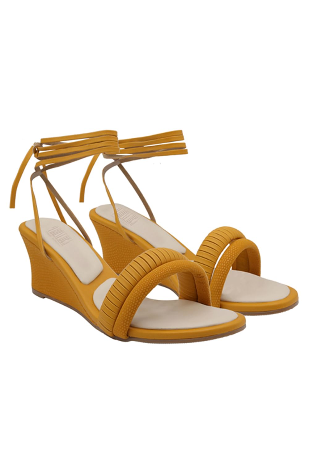 Gold tie up wedges outlet
