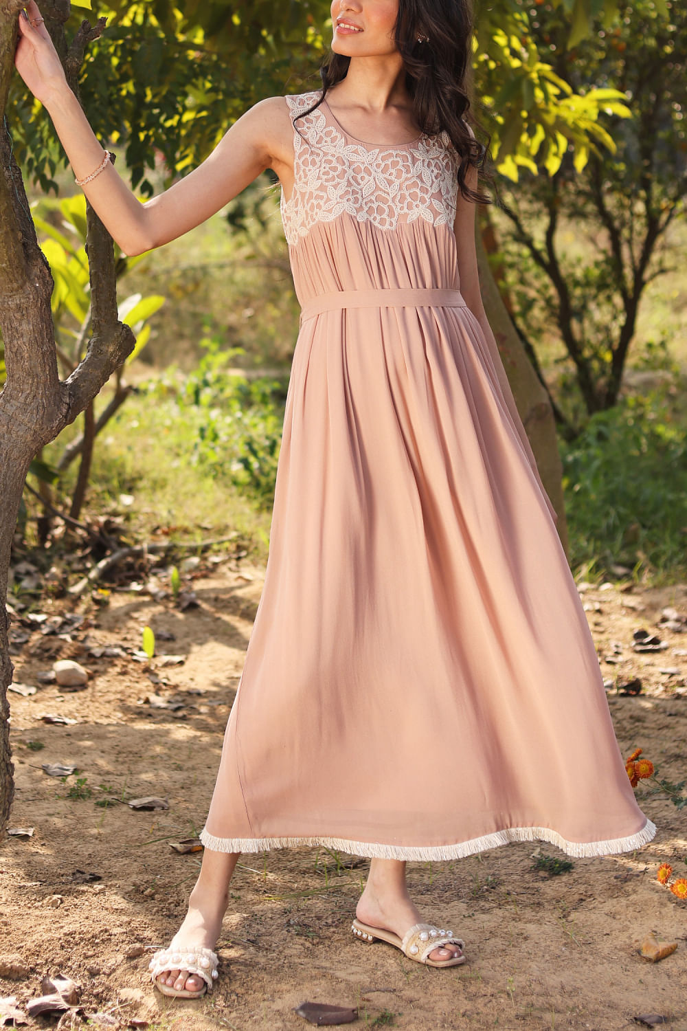 Buy Pink floral embroidered dress by Summer by Priyanka Gupta at Aashni ...