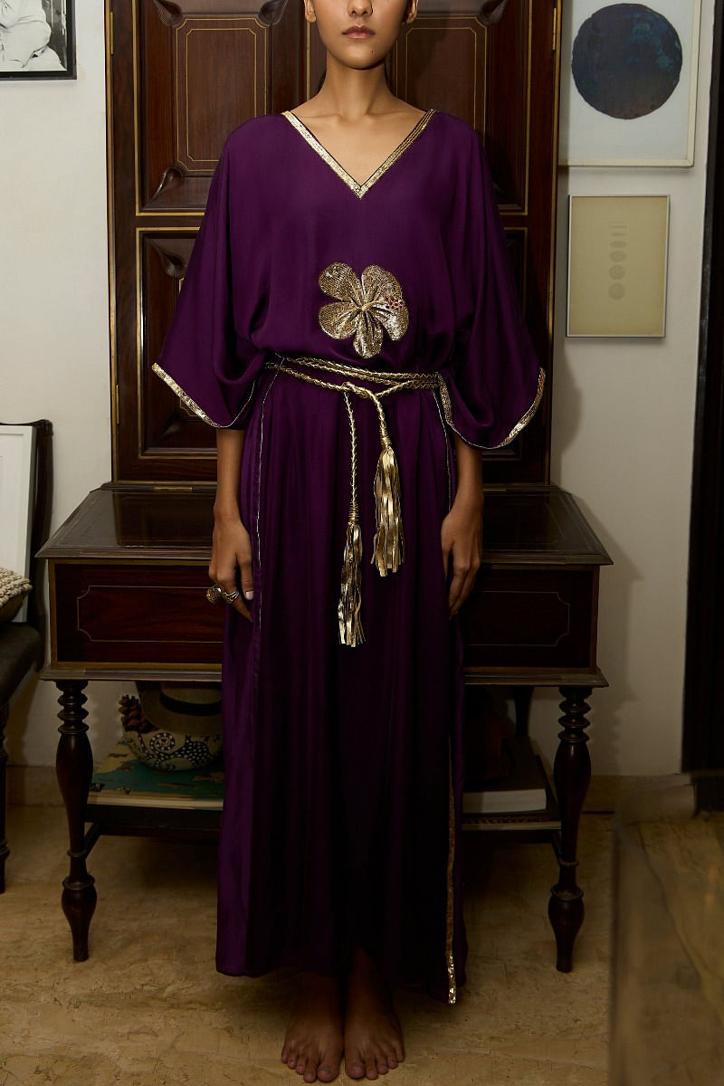 Purple kaftan dress clearance