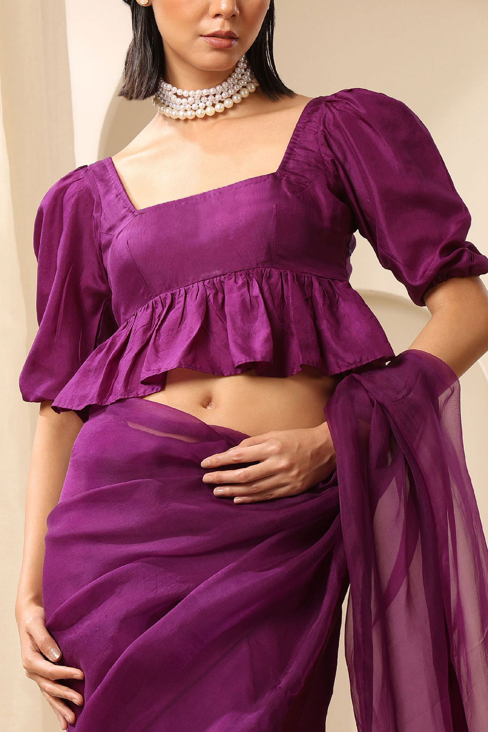 Purple peplum blouse outlet