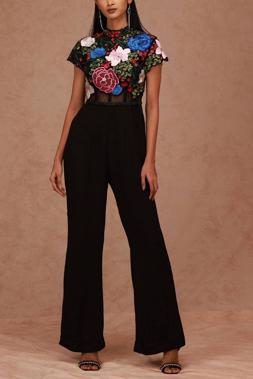 Black embroidered jumpsuit new arrivals