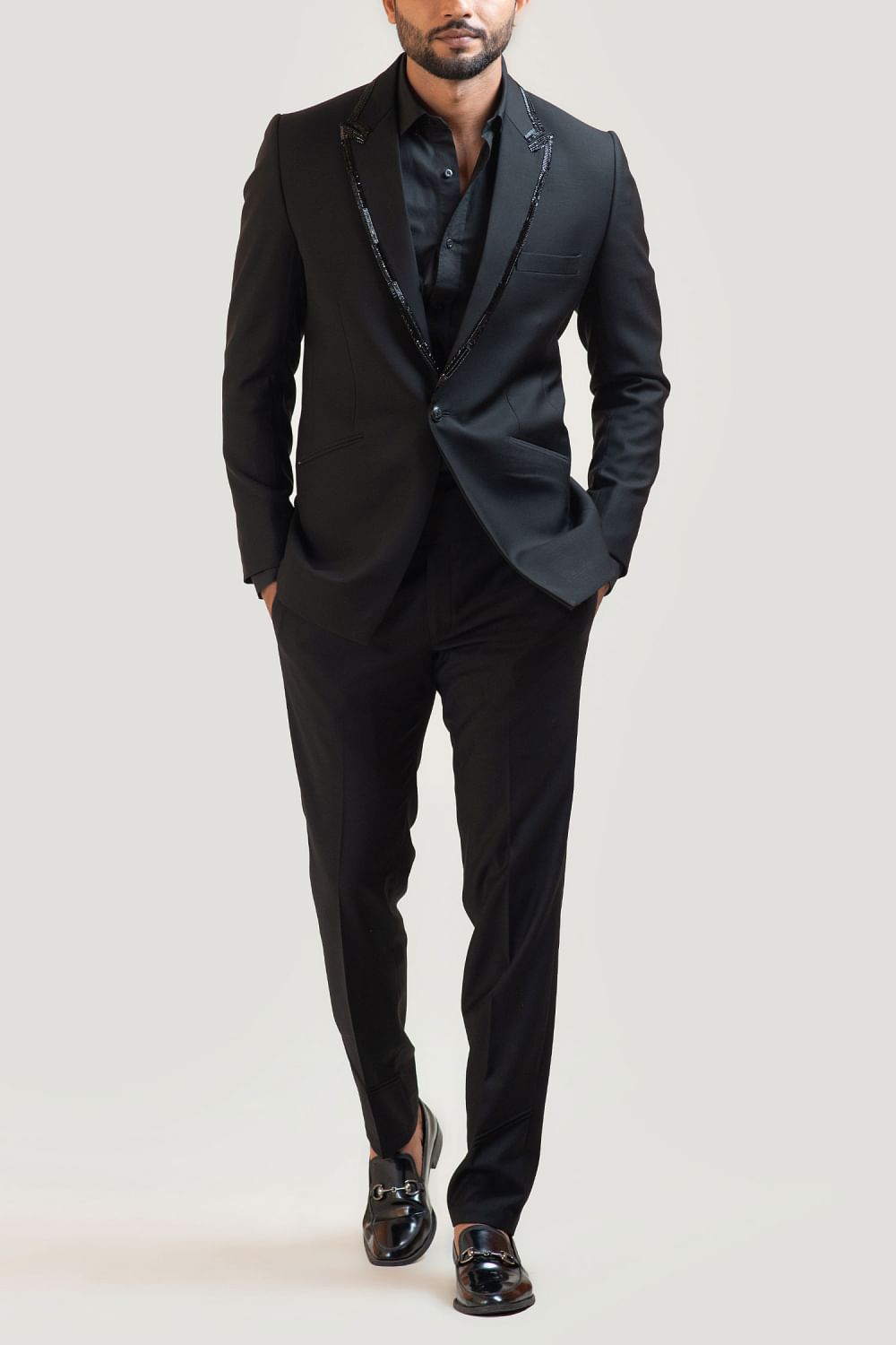 Buy Black terrycot blazer set by Paarsh Atelier at Aashni and Co