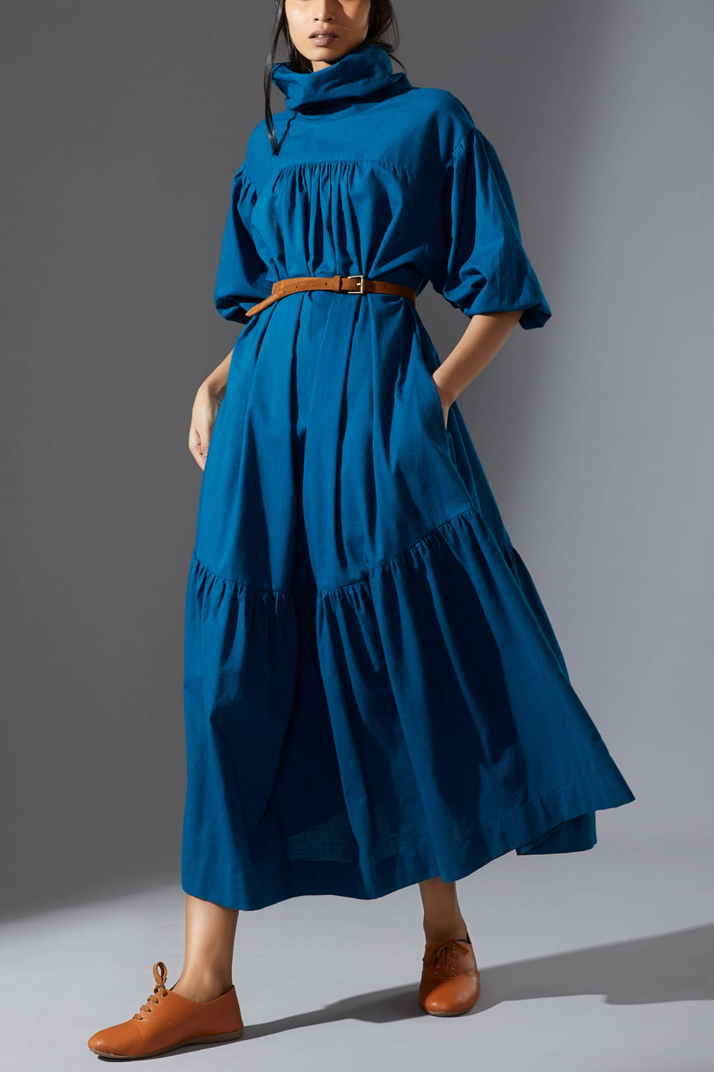 white christmas dresses Charlie B C3206R Printed Cotton Slub Dress w/ Faux Knot Detail main image 1