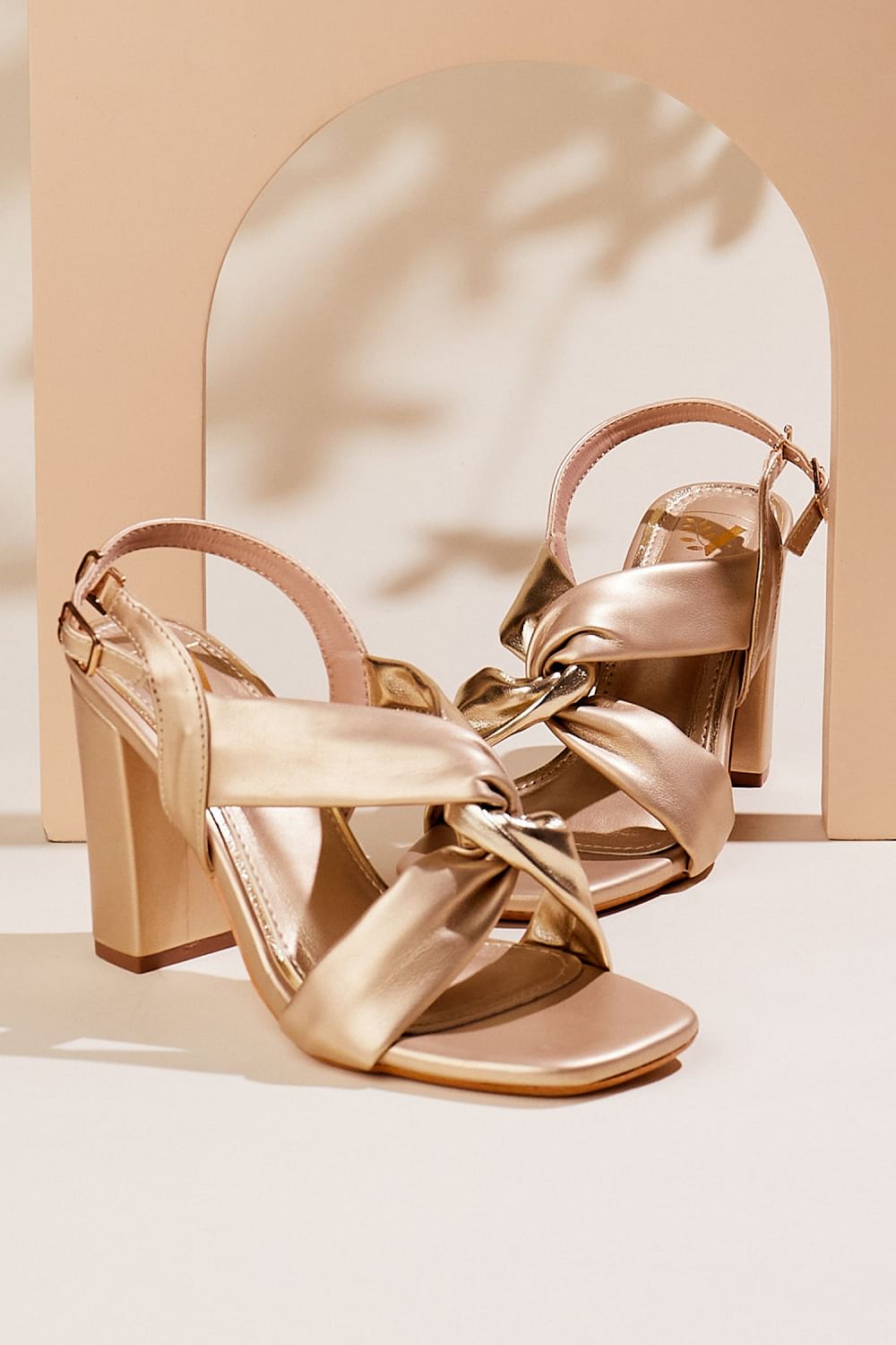 Buy Gold cross strap heels by House Of Vian at Aashni and Co