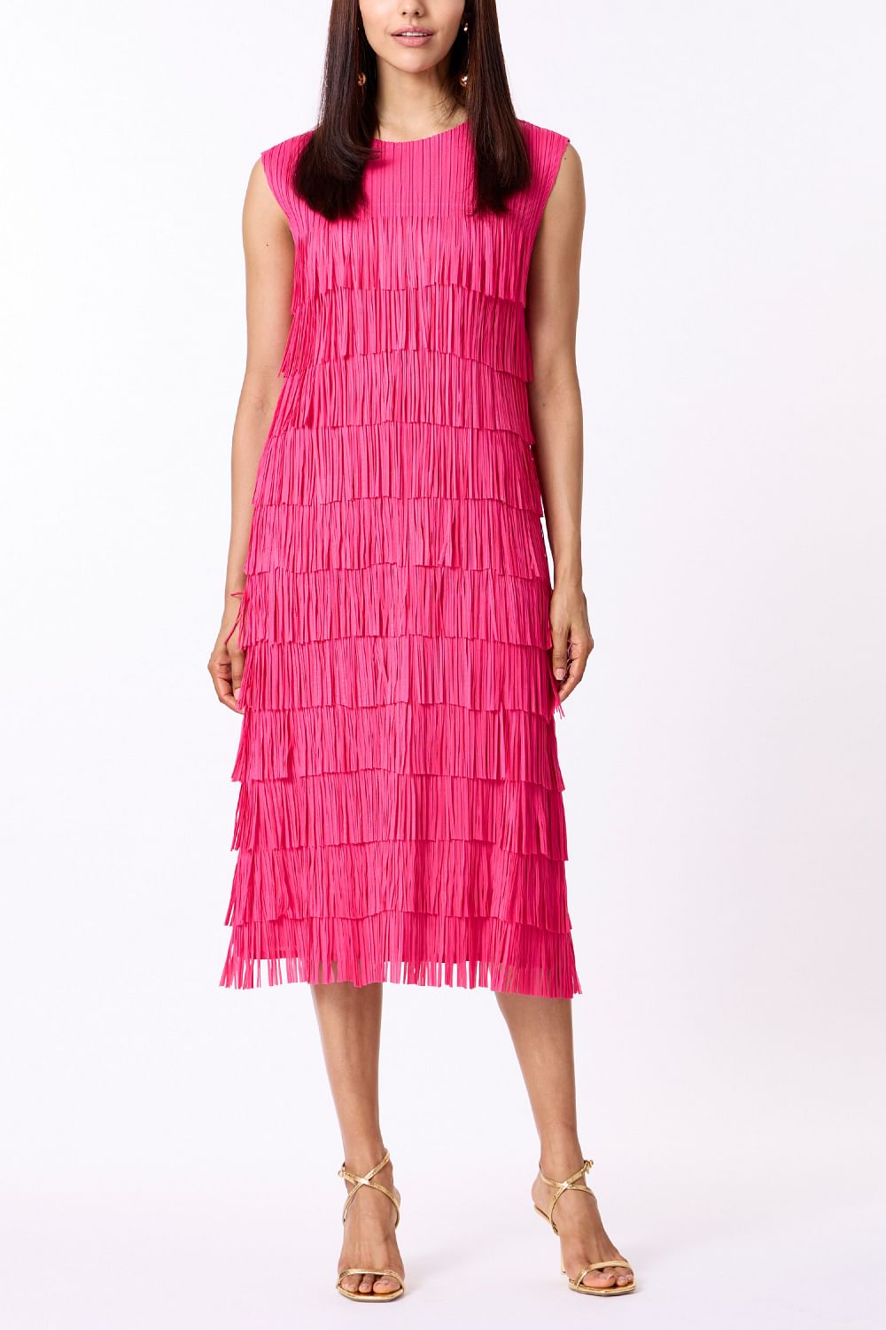 Hot pink tassel dress top