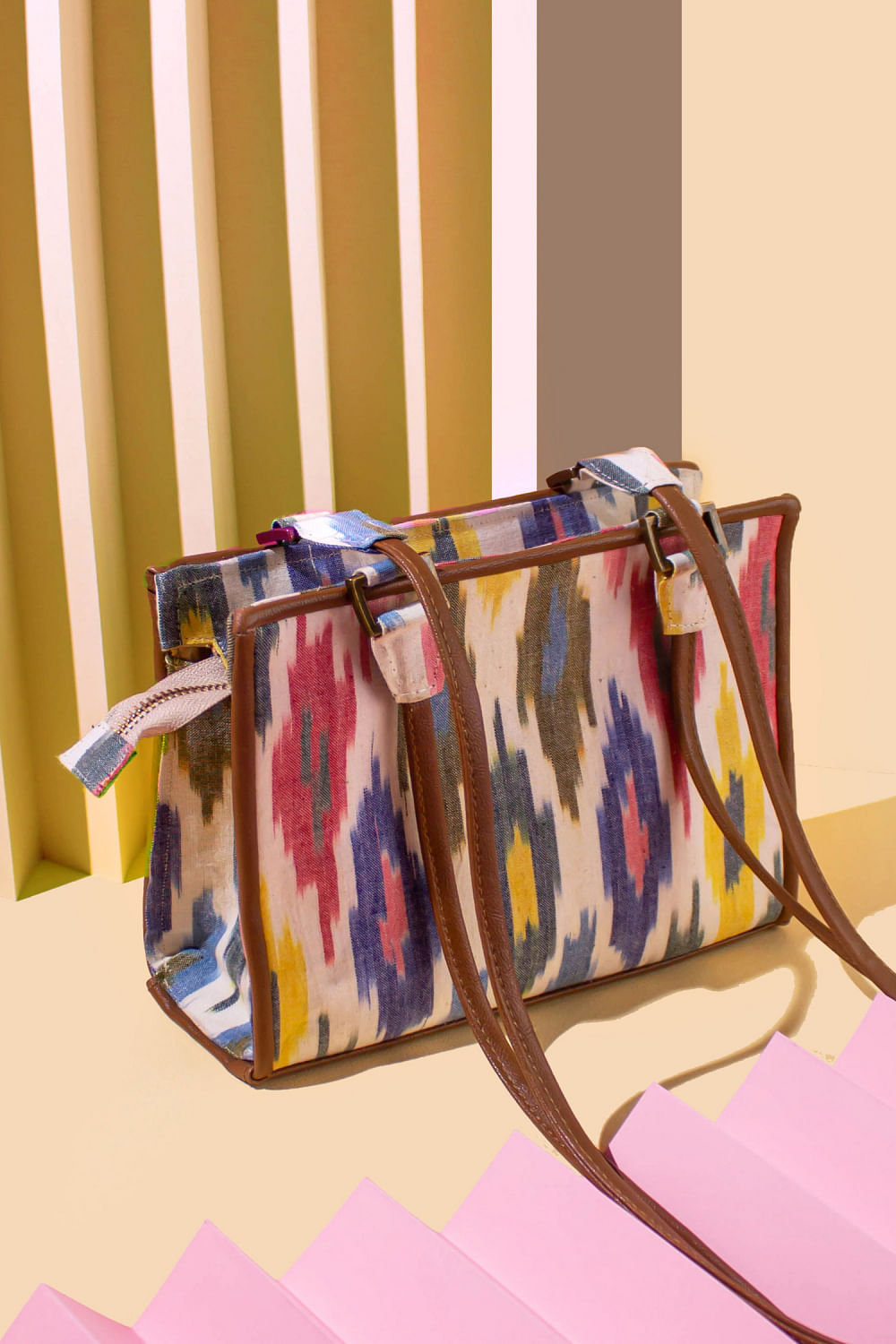 Buy Multicolour ikat sling bag by Amyra at Aashni and Co