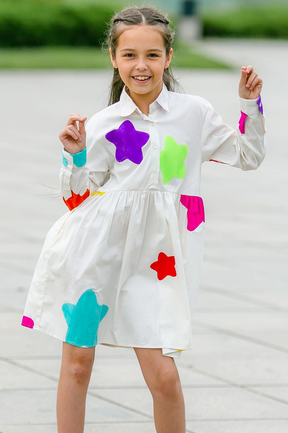 Star print shirt dress shop