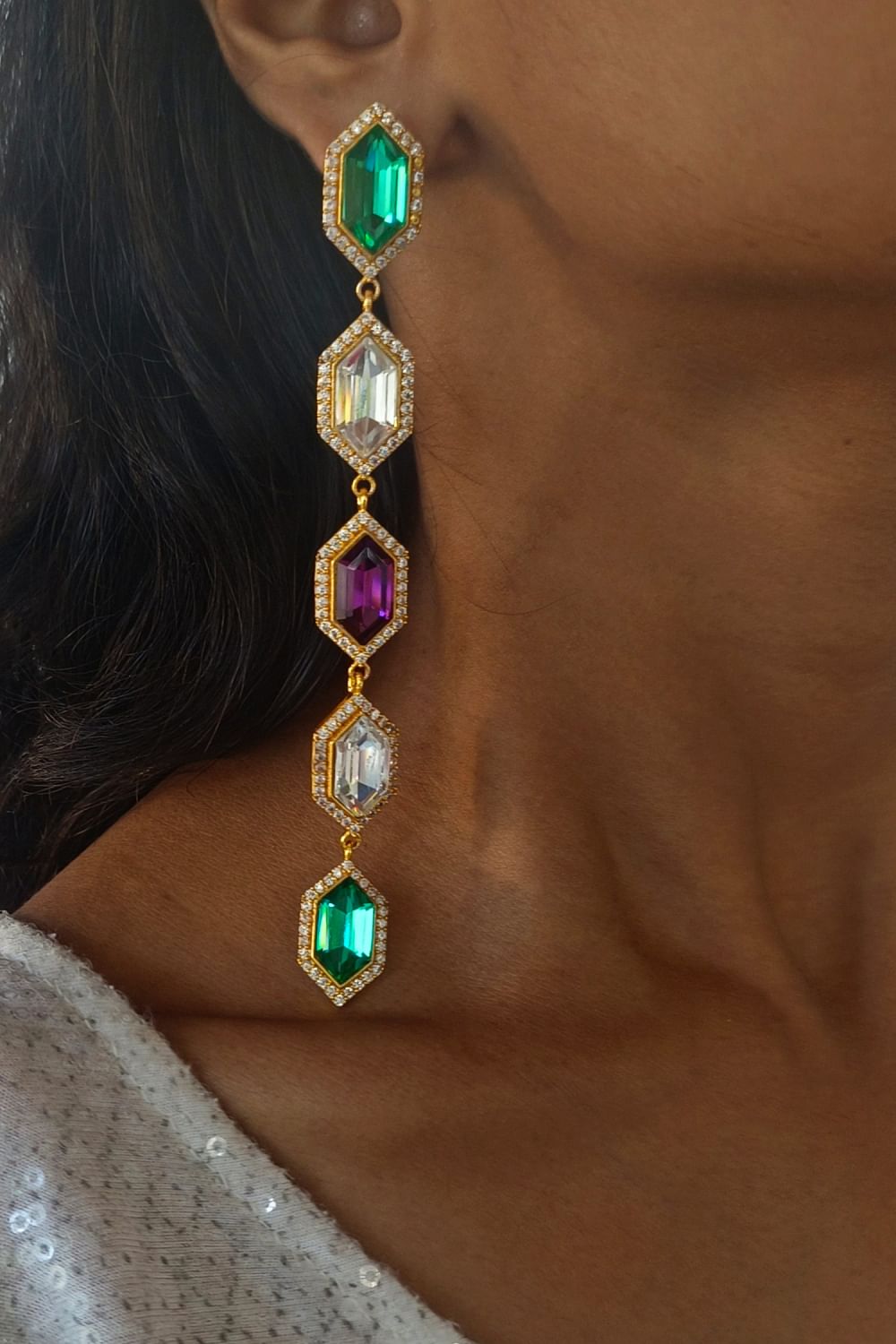 Buy Multicolour Swarovski danglers by Bblingg by Meghana Aashni Co