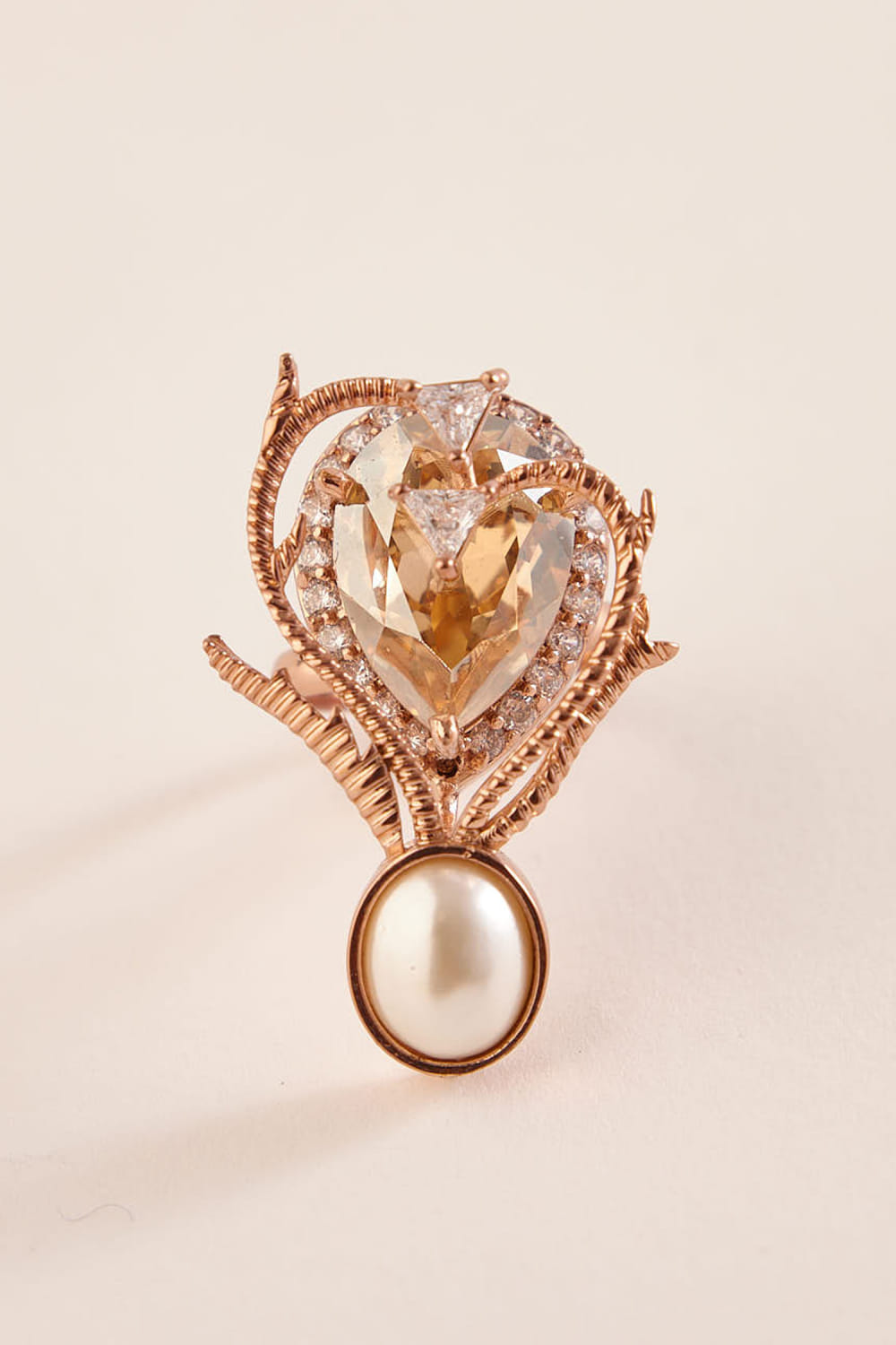 Rose gold cubic zirconia and Swarovski ring