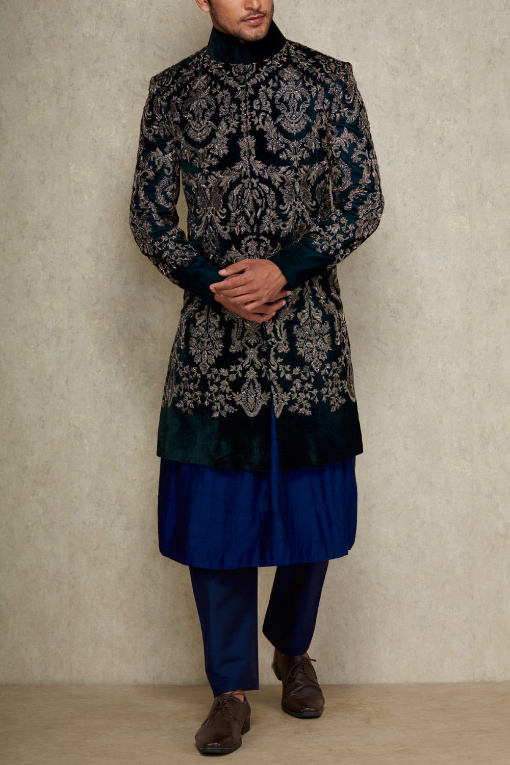 Buy Teal embroidered sherwani set by Manish Malhotra at Aashni and Co