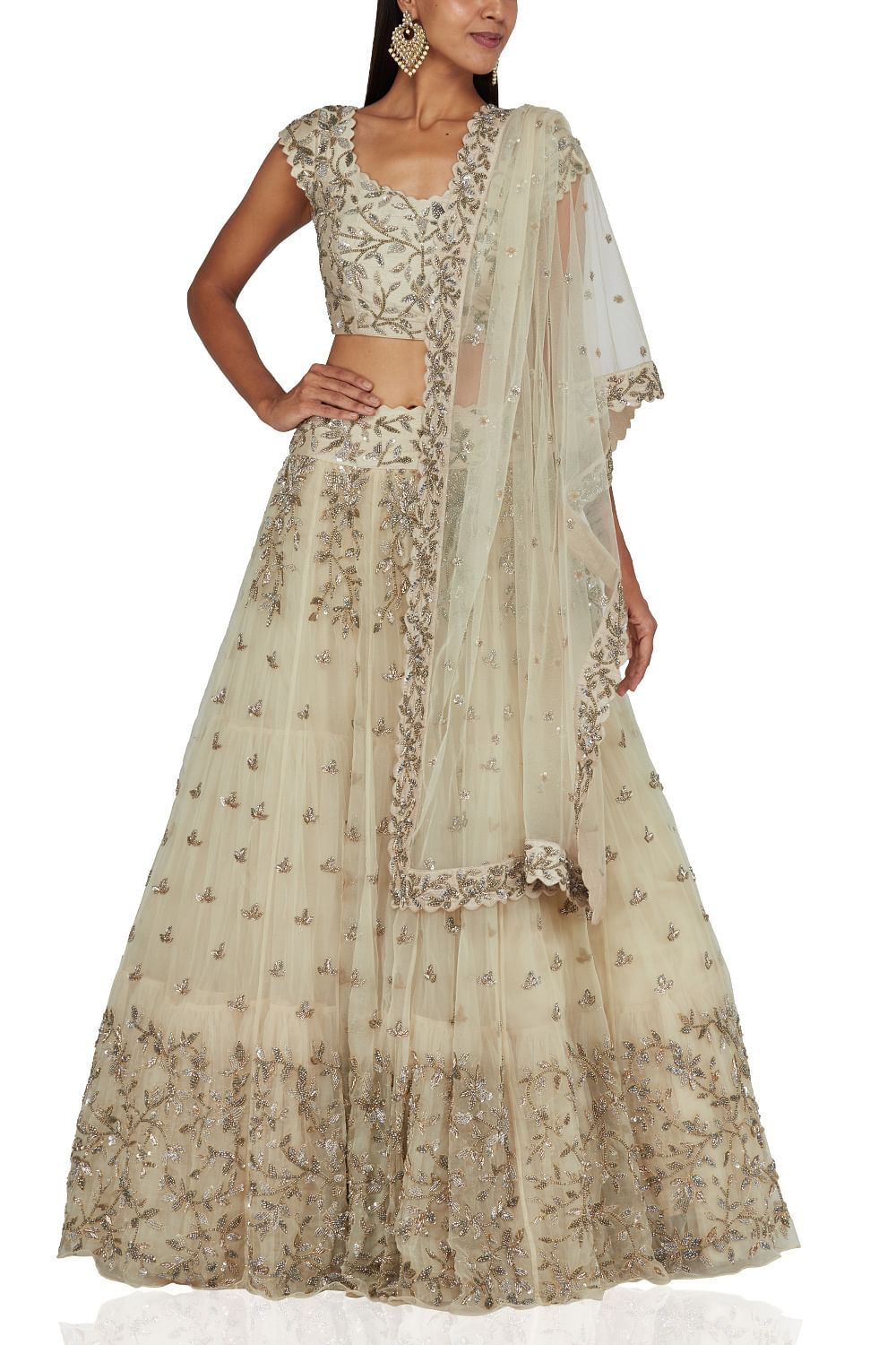 Buy Light green embellished lehenga set by Mrunalini Rao at Aashni and Co