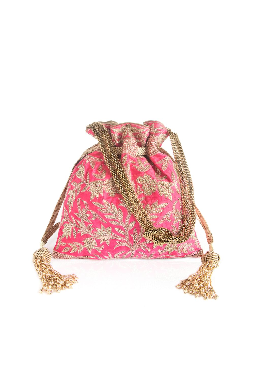 Buy Pink embroidered potli bag by The Pink Potli at Aashni and Co