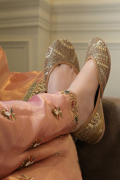 Gold sequin and zardozi embroidered juttis