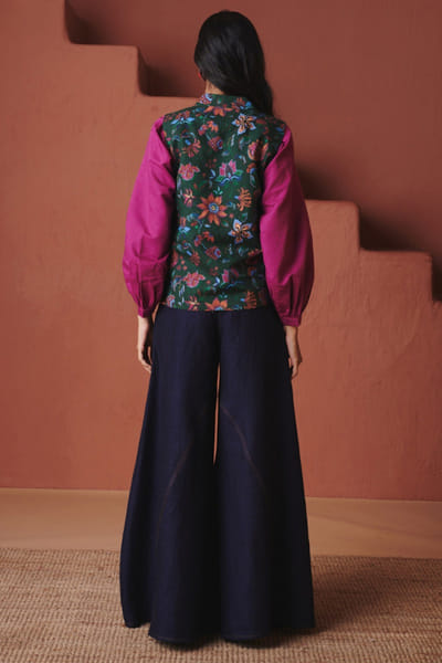 Saphed Green chintz printed wrap waistcoat SAPJAN26D236390