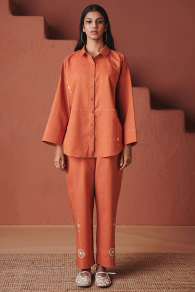 Marigold orange cotton linen co-ord set