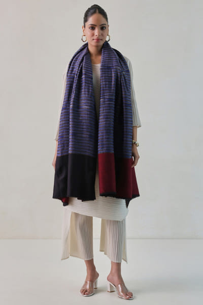 Red and blue pashmina shawl