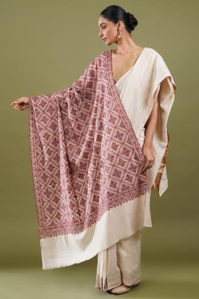 Multicolour embroidered pashmina shawl
