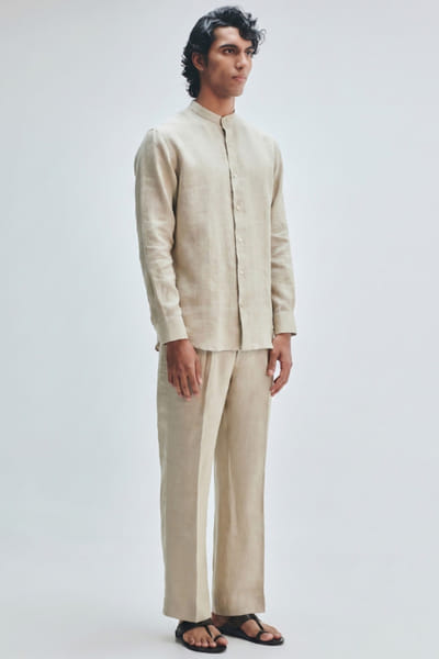 Saphed Beige pleated pants SAPHAUG26D152952