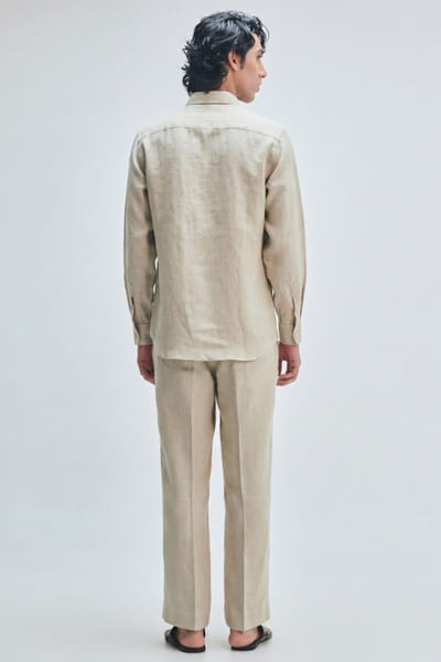 Saphed Beige pleated pants SAPHAUG26D152952