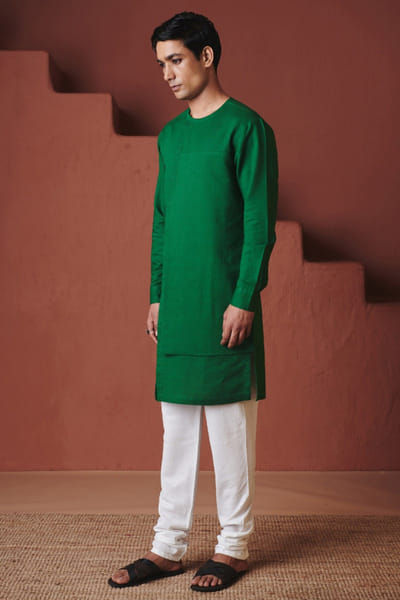 Vanilla cotton linen churidar pants