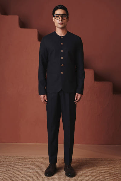 Carbon cotton linen jacket