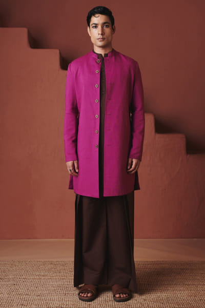 Orchid cotton linen long jacket