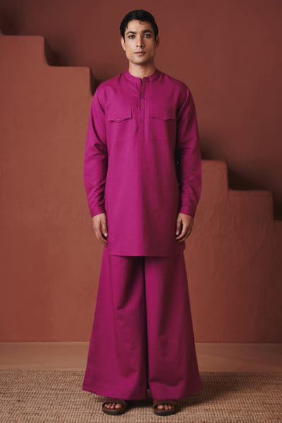 Orchid cotton linen kurta set