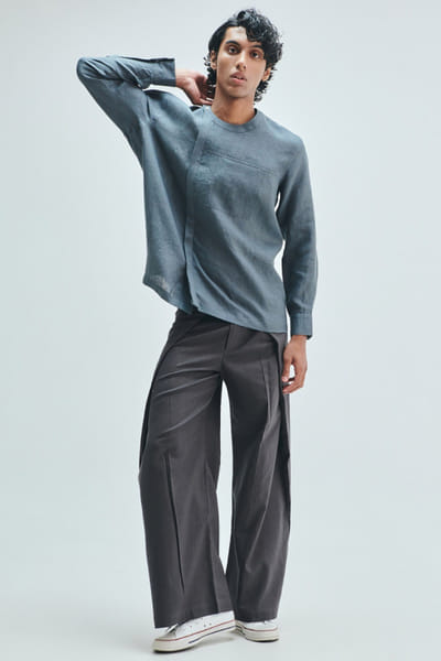 Saphed Grey overfold trousers SAPHAUG26D152925