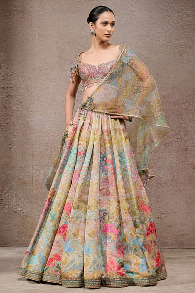 Multicolour floral printed lehenga set