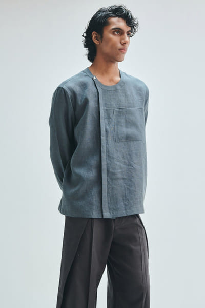 Saphed Slate linen shirt SAPHAUG26D152942