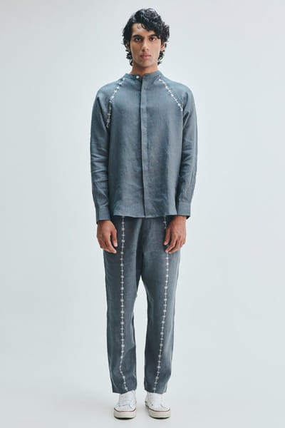 Saphed Slate embroidered raglan shirt SAPHAUG26D152944