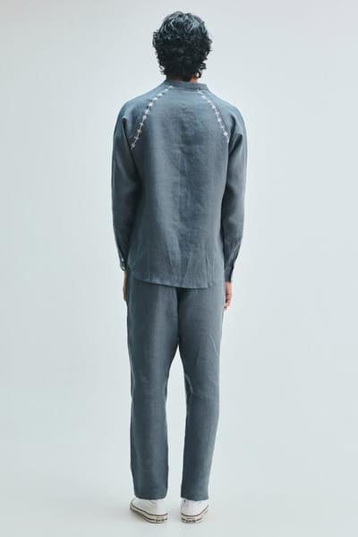 Saphed Slate embroidered raglan shirt SAPHAUG26D152944