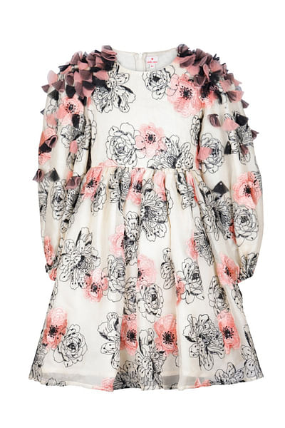 Beige floral printed dress