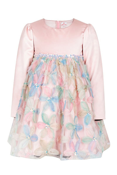 Pink floral embellished dress