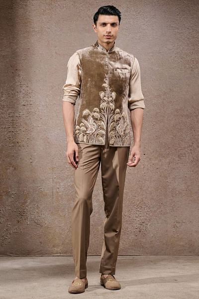 Olive green zardozi hand embroidered bandi