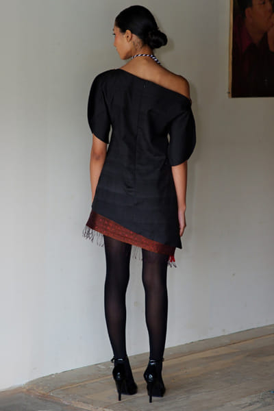 11 Tareng Black lace embellished one-shoulder dress 11TAJUL26D148687